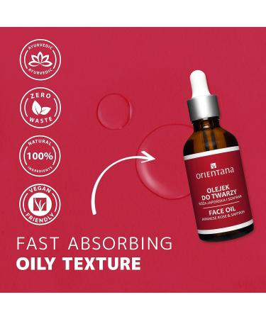 Orientana - Natural Face Oil Japanese Rose & Saffron | Vitamin A C & E | 100% Natural Vegan Anti Ageing Moisturiser | Hydrating Rejuvenating Brightening | Dry Mature & Acne Prone Skin - 50ml - Buy Online on GoSupps.com