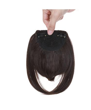 Fashion Clip In Bangs Hair Extensions Front Full Neat Bangs Fringe 2 Clips One Piece Thick Straight Hairpiece Accessories Hairpiece For Women Dark Brown