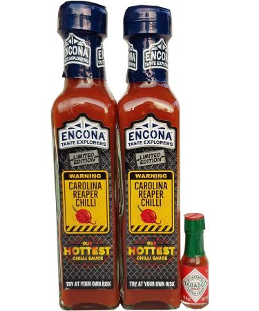 Encona Carolina Reaper Chilli Sauce (2x142ml) and Mini Tabasco (3.7ml) - Buy Online on GoSupps.com