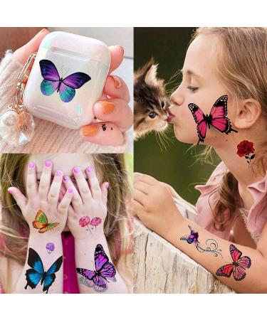 Bilizar 3D Colorful Butterfly Temporary Tattoos - 24 Sheets, 155+ PCS Watercolor Stickers for Women, Kids, Girls & Adults - Long Lasting Fake Tattoos for Arms, Boobs, Neck - Lavender Cholo Design - Buy Online on GoSupps.com