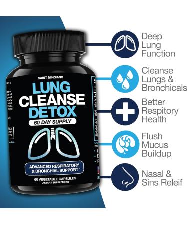 Saint Mingiano Lung Cleanse Detox 60 Day Cleanse - Supports Lung Health Within Bronchial & Respiratory Systems - Quit & Stop Smoking Aids - Herbal Detox for Lungs - Buy Online on GoSupps.com