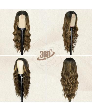 BARSDAR Long Wavy Blonde Highlight Wig - 66cm Balayage Synthetic Wig for Women | Natural Heat-Resistant Middle Parting - Perfect for Daily and Party Wear - Buy Online on GoSupps.com