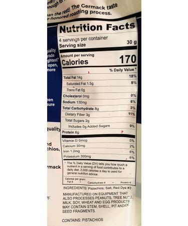 Germack Pistachio Company Roasted & Salted Pistachio Nuts - 8oz (Red) - Buy Online on GoSupps.com