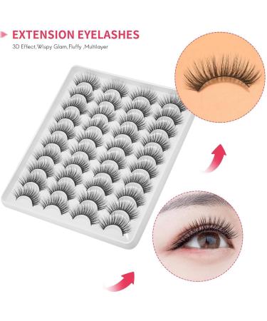 Asinfter 20 Pairs 3D Chemical Fiber Lashes Natural False Eyelashes Dramatic Volume Lashes Makeup Extension Eyelashes - Buy Online on GoSupps.com