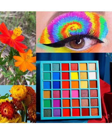 Afflano 36 Color Professional Eyeshadow Palette - Highly Pigmented Matte & Shimmer - Vibrant Red Blue Green Orange Purple Shades for Stunning Eye Looks - Buy Online on GoSupps.com