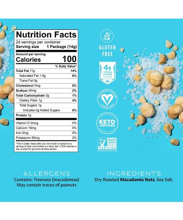 Mauna Loa Premium Hawaiian Roasted Macadamia Nuts - Roasted Salted Flavor - 0.5 Oz Pouches (Pack of 24) - Hawaiian Sea Salt - Buy Online on GoSupps.com