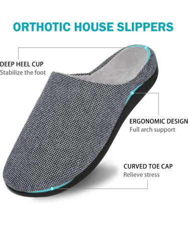 V.Step Orthotic Slippers with Arch Support | Orthopedic House Slipper for Men & Women | Plantar Fasciitis Relief | Grey, 8.5 Wide Women/6.5 Men - Buy Online on GoSupps.com