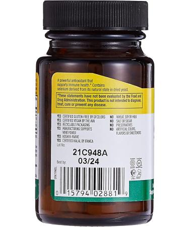 Country Life Selenium Yeast Bound 100mcg 90 Tablets - Immune Health Support | Gluten Free, Vegan, Halal - Buy Online on GoSupps.com