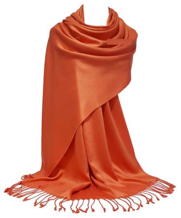 GFM Smooth Shiny Surface Pashmina Style Scarf (L9) L9-crtnrg-hot Orange