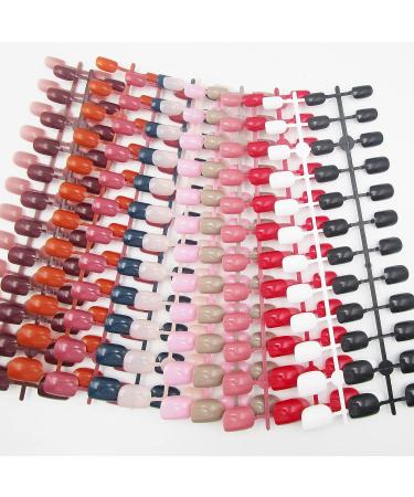 288pc Square Glossy Press-on Nails - Short Colored Artificial Acrylic Fake Nail Tips for Women, Girls, Kids - 12 Colors - Buy Online on GoSupps.com