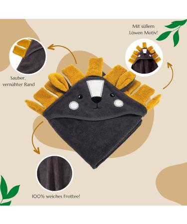 Liomio Baby Hooded Towel 75x75 cm | 100% Cotton Oeko-Tex 100 | Cute Lion Design | Perfect Baby Bath Towel & Gift - Made in EU - Buy Online on GoSupps.com