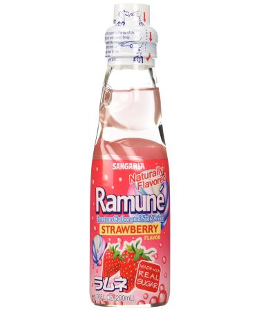 Sangaria Ramune Marble Soft Drink Strawberry Flavor 6 Pack Strawberry 6.76 Fl Oz (Pack of 6)