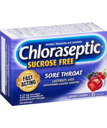 Chloraseptic Fast Acting Sore Throat Lozenges with Soothing Liquid Centre Sugar Free Berry Cherry Flavour 15 Lozenges - Buy Online on GoSupps.com