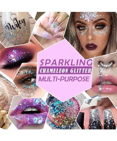 Holographic Laser Body Glitter Gel - Mermaid Sequins Makeup for Body, Hair, Face, Nails, Eyeshadow - Long Lasting & Waterproof - 1oz (Laser Pink) - Buy Online on GoSupps.com