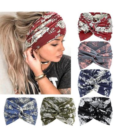 Kavya headband women wide elastic soft boho hair straps leopard print hairdress yoga sport hair band multi-colored hair ripe women (flowers) multicolored 9