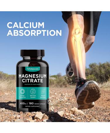 Magnesium Citrate 400mg Capsules - 180 Count | Non-GMO Natural Sleep & Relax Supplement | Made in USA - Buy Online on GoSupps.com