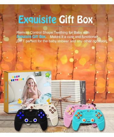 2 Pack Remote Game Controller Teething Toys with Pacifier Clips - Safe Silicone Baby Teether for Girls Boys 6-12 Months - Buy Online on GoSupps.com