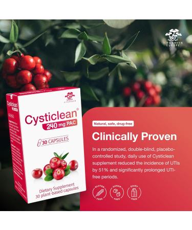 Cysticlean Cranberry PAC Supplement 240 mg PAC Sugar-Free Urinary Tract Infection Support Most Effective Cranberry Pills for Cystitis & Interstitial Cystitis Relief 240mg PAC (30 Count) - Buy Online on GoSupps.com