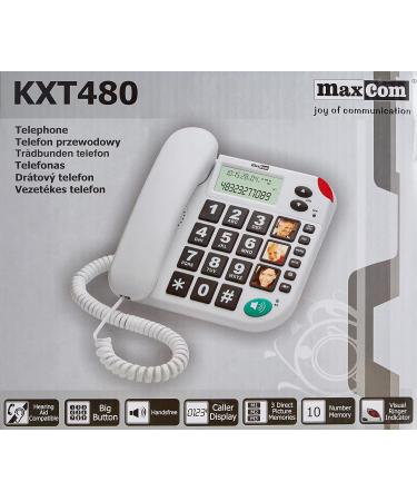 Maxcom KXT480BB UK Big Button Corded Phone with LCD Display and Photo Memory Buttons - White - Buy Online on GoSupps.com