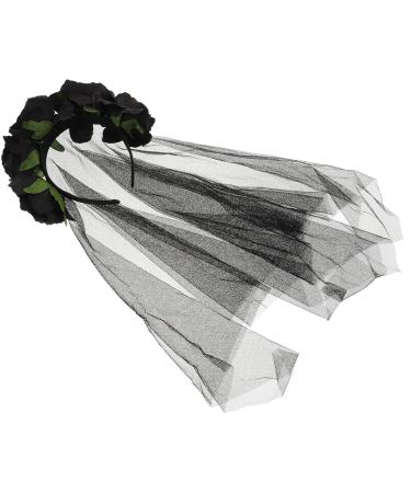 Lurrose Rose Floral Crown Headband | Day of the Dead Costume Accessory for Halloween & Festivals - Black Pattern - Buy Online on GoSupps.com
