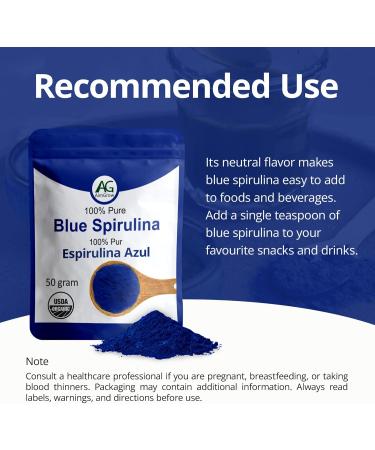 Aimgrow Blue Spirulina Antioxidant Rich Blue Spirulina Powder Non-GMO and Gluten-Free 50 Grams - Buy Online on GoSupps.com