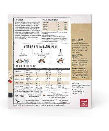 The Honest Kitchen Dehydrated Whole Grain Dog Food - Human Grade Beef, 2 lb (Makes 8 lbs) - Complete Meal or Topper - Buy Online on GoSupps.com