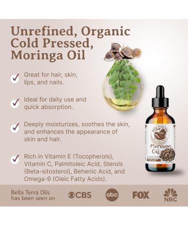 Bella Terra Oils - Organic Moringa Seed Oil 8 oz - A Symphony of Nutrients & Fatty Acids Elevating Beauty Rituals with Natural Nourishment 8 Fl Oz (Pack of 1) - Buy Online on GoSupps.com