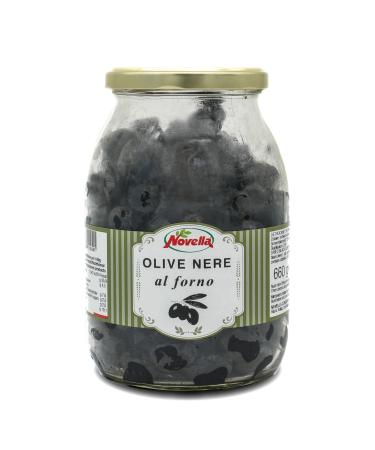 Novella Olive Nere al forno - black olives - dried - delicatessen without stones - perfect for antipasti - 660g
