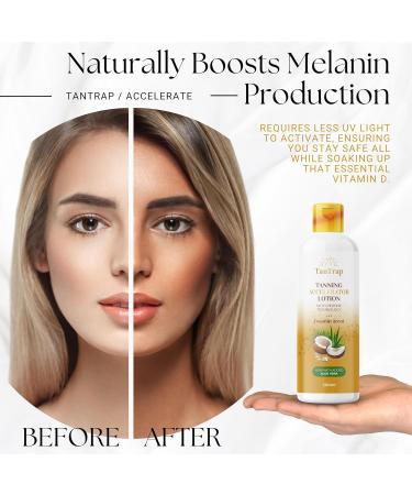 Peptide Tanning Accelerator Lotion 200ml | Melanin Activating Peptides | Aloe Vera | Coconut Scent | For Outdoor and Tanning Bed Use | Tantrap - Buy Online on GoSupps.com