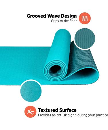 Retrospec Zuma Yoga Mat | Non-Slip Exercise Mat for Hot Yoga & Pilates - Turquoise - Buy Online on GoSupps.com