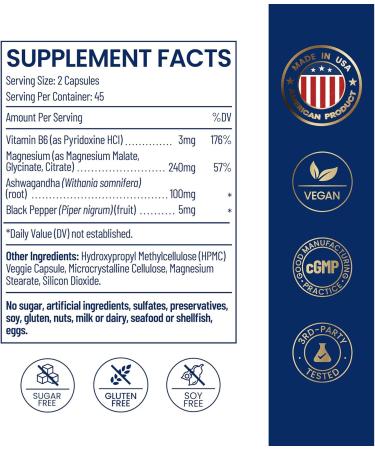 Neumina Magnesium Ashwagandha Complex | High-Absorption Multi Magnesium for Stress, Sleep, Muscle & Heart Health | Vegan, Non-GMO, Gluten-Free, Made in USA, 90 Capsules - Buy Online on GoSupps.com