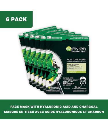 Garnier Moisture Bomb Purifying Sheet Mask with Hyaluronic Acid and Charcoal 6 Pack 6 x 28 g - Buy Online on GoSupps.com
