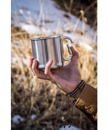 ADVENTURIST 13.5oz Stainless Steel Camping Coffee Mug with Carabiner Handle - Buy Online on GoSupps.com