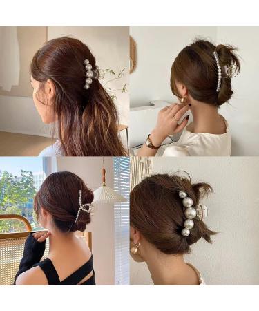 Sisiaipu Large Pearl Claw Clips - Set of 6 | White Hair Clips for Wedding | Nonslip Jaw Clips for Thick Hair | Hair Styling Accessories for Women and Girls - Buy Online on GoSupps.com
