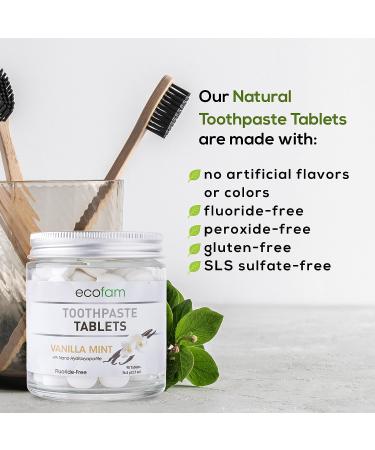 Chewable Xylitol Toothpaste Tablets - 90 Natural Vanilla Mint Tabs | Fluoride-Free Eco-Friendly Glass Jar | Vegan & Made in USA - Buy Online on GoSupps.com
