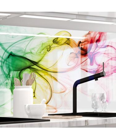Sticker professionals kitchen back wall self -adhesive glass look - colorful smoke - 1.8mm stiffened all substrates hard pet material premium 60 x 80cm h 60 cm x W 80 cm colorful smoke
