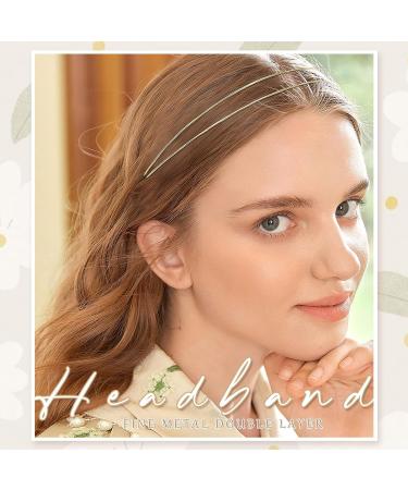Qearl 8 Pack Gold Metal Double Layered Headbands - Stylish Hair Hoops for Women - Buy Online on GoSupps.com
