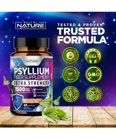 Psyllium Husk Capsules 2000mg - Fiber Supplement - Natural Soluble Fiber Pills with Psyllium Husk Powder - Supports Digestive Gut and Colon Health - Non-GMO Gluten-Free Vegan - 60 Capsules 60 Count (Pack of 1) - Buy Online on GoSupps.com