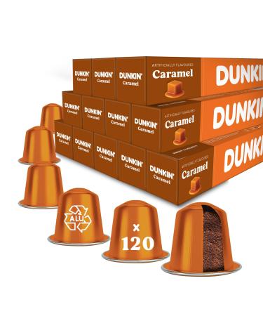 Dunkin' Donuts Caramel 120 Capsules de Caf | Compatibles avec Machines Nespresso Original Line | 100% Arabica | Torr faction Douce avec Ar me Caramel | Sucr Cr meux & Aromatique