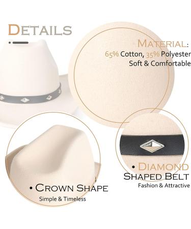 Lisianthus Wide Brim Cowboy Hat - Diamond Shaped Beige Medium - Unisex Western Outdoor Felt Hat - Buy Online on GoSupps.com
