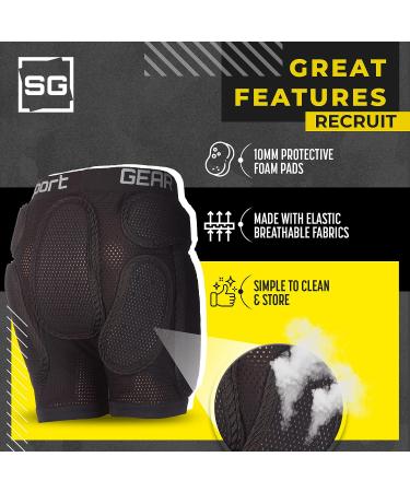 Kids Recruit Padded Shorts - 3D Protection Hip Pants for Inline Skating & Skateboarding - Black - XX-Small (46-54 inches) - Buy Online on GoSupps.com
