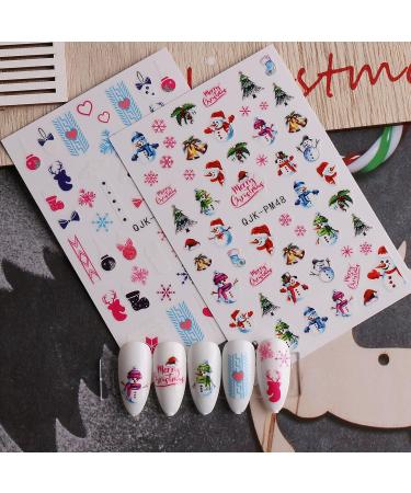 Christmas Nail Stickers 9 Sheets Self-Adhesive Nail Decal Snowman Snowflake Tree Nail Art Decoration Design Supplies - Buy Online on GoSupps.com