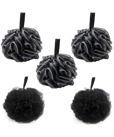 YUEMING 5PCS Loofah Shower Puff Ultra Soft Mesh Bath Sponges for Adults Exfoliating Bath Scrunchie Multi Pack Bathroom Puff Clean Skin Loofah Sponge for Bathing Black 5pcs- Balck - Buy Online on GoSupps.com