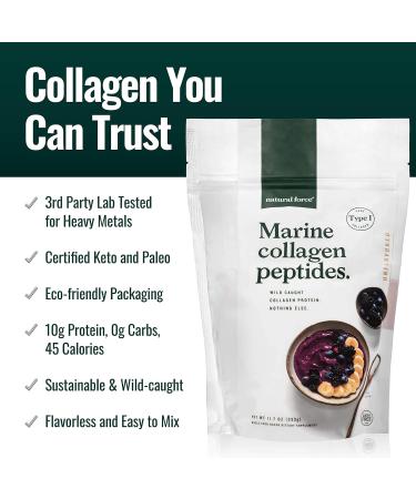 Natural Force Clean Marine Collagen Powder Tested for Toxins Certified Keto & Paleo Hydrolyzed Pure Type I Protein for Anti Aging Skin Hair and Nails Wild Caught + Non-GMO 11.7 Ounce Marine - Unflavored 11.7 Oun  - Buy Online on GoSupps.com