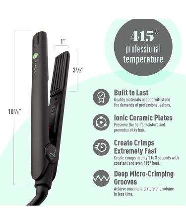 MINT Professional Series 1 Inch Hair Crimper Iron | Deeper Ceramic Plates for Fast Crimps - Maximum Volume and Root Lift - Dual-Voltage Travel-Ready - Buy Online on GoSupps.com