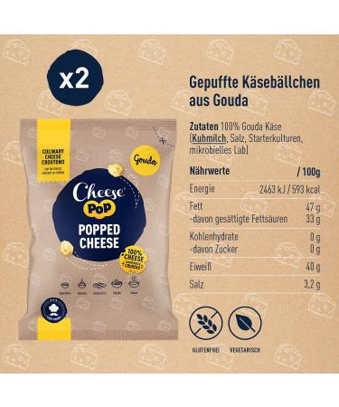 Buy 100% Gouda Cheese Popped Snack - Crispy & Creamy Rich in Protein | 2x500g Pack | International Shipping - Buy Online on GoSupps.com