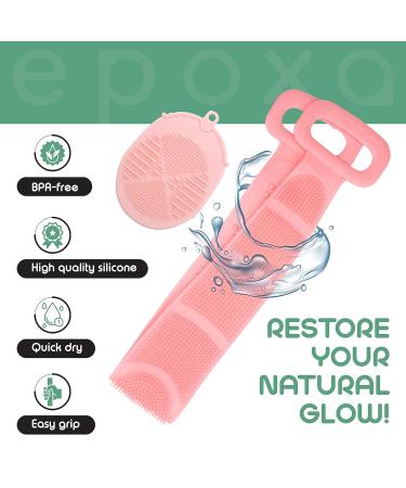 Silicone Body Scrubber & Exfoliating Facial Brush Set - Double Sided Quick Dry Antimicrobial - Perfect for Showering - Pink - Buy Online on GoSupps.com
