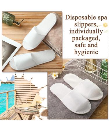 48 Pairs White Disposable Spa Slippers for Women Men - Non-Slip Guest Slippers for Hotel, Travel, Home, Party - Open Toe - Buy Online on GoSupps.com