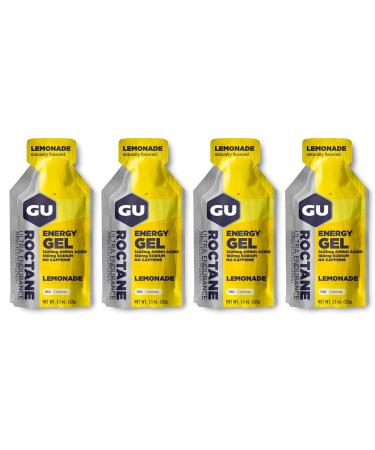 GU Roctane Energy Running Gels - 4 Gel Taster Pack - Sports Energy Gels For Running Cycling Triathlon (4 x 32g Sachets) (Lemonade)