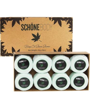 Hemp Shower Steamer Bombs  Large Set of 8 50g Shower Bombs by Schone Body  2 Relaxing Scents of Refreshing Mint and Hemp Oil and Soothing Lavender and Hemp Oil. Made with Pure Essential Oil Vegan Set